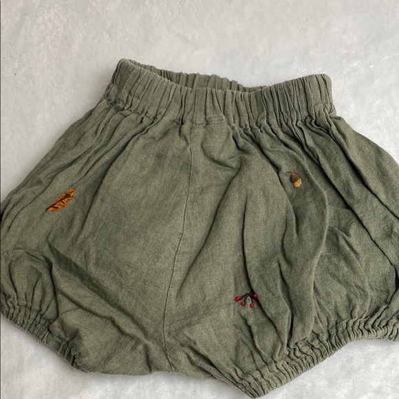 All the Beautiful Linen Kids Olive Green Embroidered Bloomers Size 1-2 - Picture 5 of 10